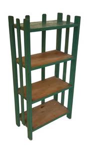 MB - Vintage 4-Tier Arts and Crafts Style Wooden Shelf