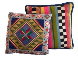 MB - Two Vibrant Vintage Accent Pillows