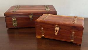 MB - Two Vintage Cedar Dresser Top Boxes