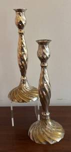 MB - Pair of Vintage Twisted Metal Candle Holders