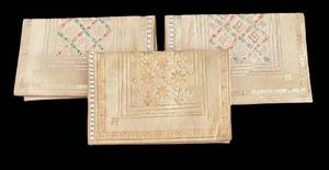 MB - Three Vintage Leather Wallets with Embossed Floral Pattern