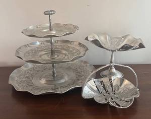 MB - Vintage Aluminum Tiered Servingware Set