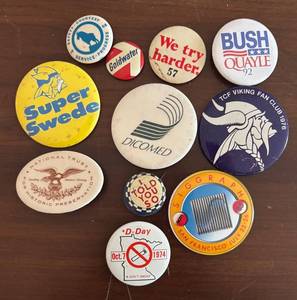 MB - Assorted Vintage Pin Back Buttons