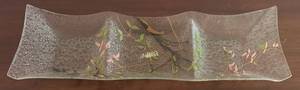 MB - Vintage MCM Fused Art Glass Catchall Dish Pink Floral