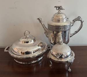 MB - Vintage Silver-Plated Coffee Pot with Serving Dishes
