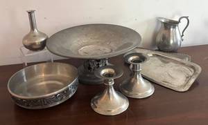 MB - Vintage Pewter Bowls, Candleholders, Tray, Vase and More
