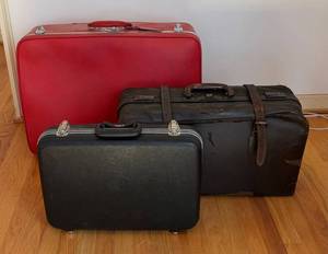 ULR - Vintage Suitcase Set - 2 Suitcases & Leather Briefcase