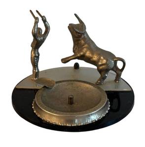 ULR - Vintage Bullfighter Ashtray - Matador & Bull Sculpture