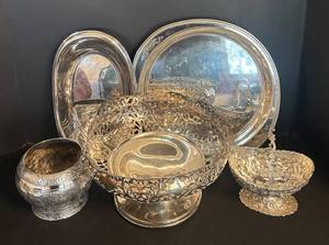 MB - Vintage Silver Plated Serving Platters & Bowls