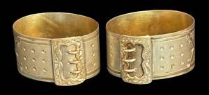 K - Two Antique Victorian Silver-Plated Buckle Bangle Bracelets