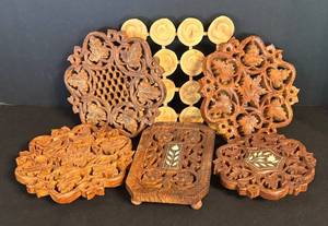 MB - Vintage Wooden Trivets Assorted Shapes