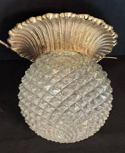 MB - Lightolier Vintage Shell-Form Glass Shade Ceiling Fixture