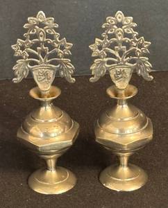 K - Pair of Vintage Silver-Plated Kohl  Eye Powder Bottles