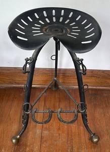 E - Vintage Tractor Seat Stool Farm Salvage