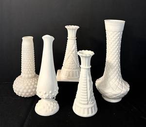 Vintage Milk Glass Vases (Lot of 5)