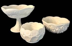 E - Colony Harvest, McKee & Indiana Glass Milk Glass Bowls Mixed Lot