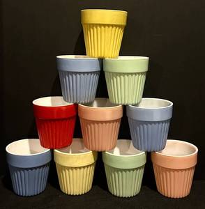 BSD - Vintage Hazel Atlas Platonite Ribbed Milk Glass Planters 4 H