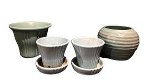 BSD - Vintage Blue Ceramic Planters (Lot of 4)
