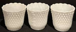 BSD - Vintage Fire-King Milk Glass Hobnail Bar Planters (Lot of 3)