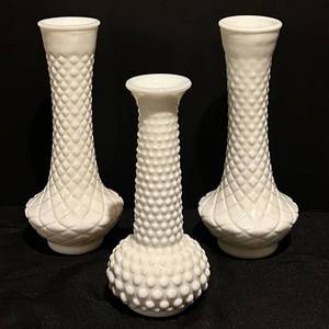 BSD - Vintage Milk Glass Bud Vases (Lot of 3)