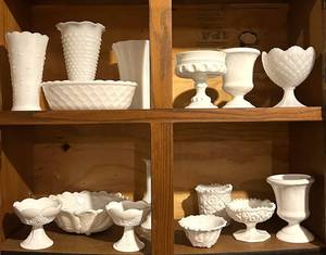 BSB - Vintage Milk Glass Mixed Lot - Assorted Vases, Bowls & Compotes