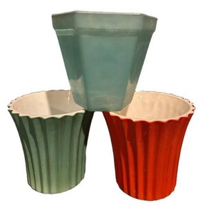 BS - Pair of Four Inch Vintage Anchor Hocking Vitrock Fluted Flower Planters
