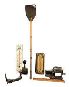 BSF - Vintage Mixed Finds With Farmers Almanac Thermometer, Pencil Sharpener and More