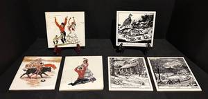 BSF - Decorative Vintage Ceramic Tile Art Mixed Lot of 6