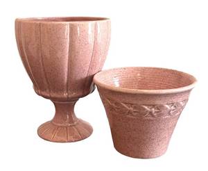 MB - Vintage Red Wing Pottery Two-Piece Speckled Vase Set