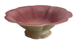 ULR - Vintage Cowan Pottery Bowl with Pink Interior and Scalloped Rim
