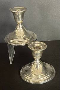 K - Pair of Watrous Vintage Weighted Sterling Silver Candle Holders