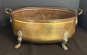 MB - Vintage Brass Planter with Ornate Feet