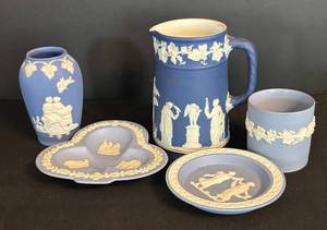 MB - Vintage Jasperware Blue Relief Pieces by Wedgwood and More