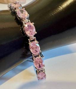Sterling Silver Pink Cubic Zirconia Tennis Bracelet 7.5