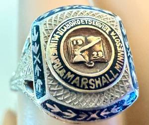 Antique 1928  Marshall High School 10K Class Ring Size 5.25