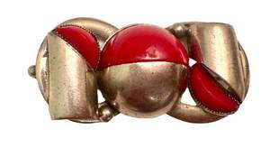Vintage Art Deco Czechoslovakia Red Brooch