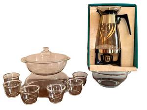 MBR - Vintage Pyrex Cinderella Carafe & Glass Bakeware Mixed Lot