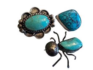 Vintage Turquoise Pins & Brooches (Lot of 3)