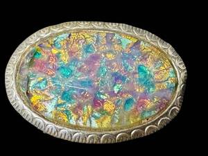 Vintage Confetti Brooch With Faux Opal Inlay