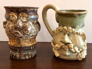Artisan Pottery Face Mugs (Lot of 2)