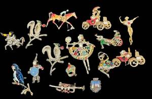 Vintage Figurine Brooch Assortment (Lot of 16)