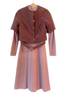 MBR - Vintage Pink Ensemble With Jacket, Turtleneck Dress & Belt