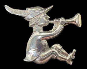 Vintage Beau Sterling Silver Trumpeter Brooch Pin