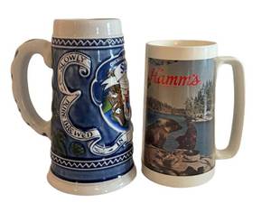 MBR - Vintage Hamms & Old Style Beer Mugs (Lot of 2)