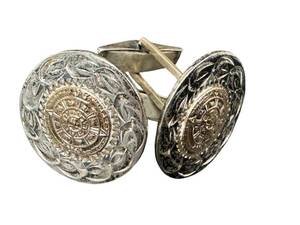 Vintage Aztec Style Sterling Cufflinks
