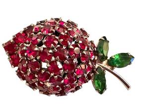 Vintage Warner Strawberry Rhinestone Brooch