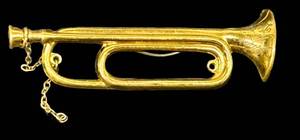 Vintage Gold-Tone Bugle Horn Pin Brooch 3