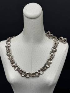 Vintage Sterling Silver Necklace & Screw-Back Earrings Set