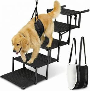 VERALUX Dog Stairs for Large Dogs - 5 Step Foldable, 200lb Capacity, Non-Slip Rug Steps