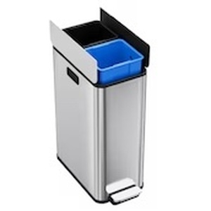 $197 Garvee 15 Gallon Dual Compartment Step Trash Stainless Steel Recycling Bin with Butterfly Soft-Close